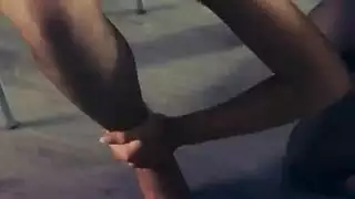 lesbian double strap on xxx: double penetration and mutual orgasms